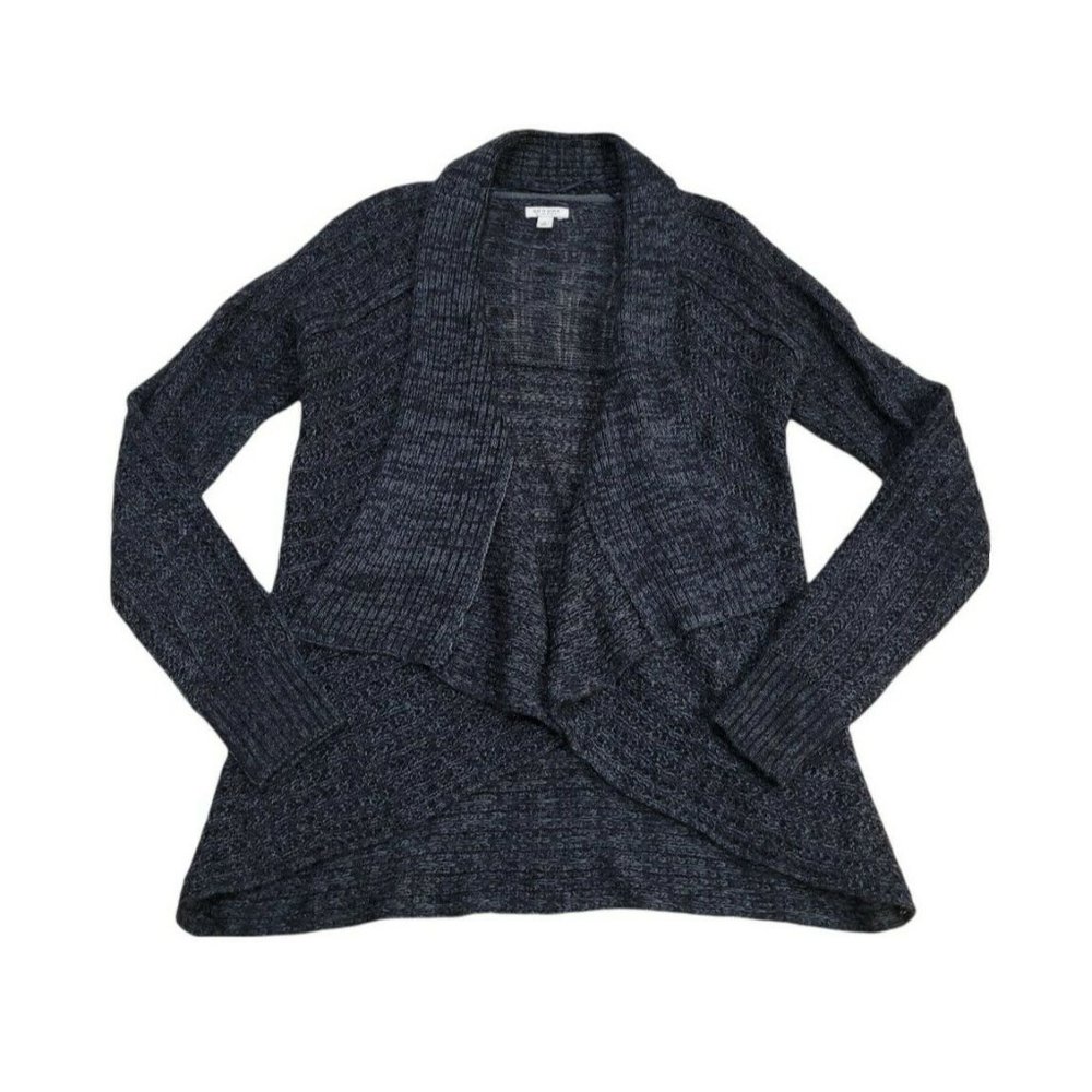 Sonoma Women's Size Small Gray Crochet Knit Open Front Waterfall Cardigan
